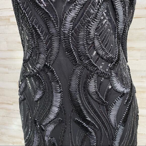 Marchesa Notte Runway Collection Mesh Sequin Cocktail Dress Womens Size 4 Black - Picture 6 of 15
